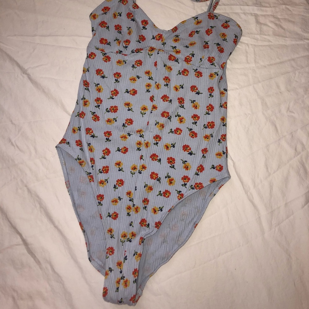 Out From Under baby blue floral bodysuit